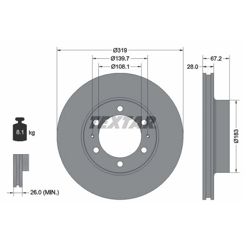 Textar 2 x Vented Front Brake Discs 92230403