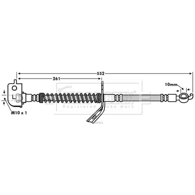 Borg & Beck Brake Hydraulic Hose Line Front Left BBH7611