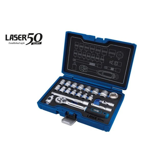 Laser Tools Socket Set 3/8"D 20pc - 50th Anniversary - PL