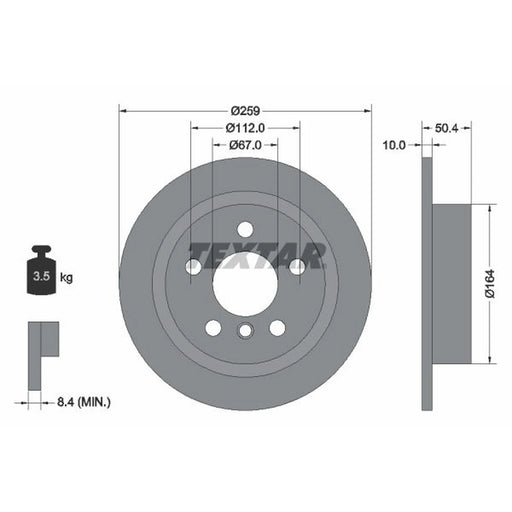 Textar 2 x Solid Rear Brake Discs 92279303
