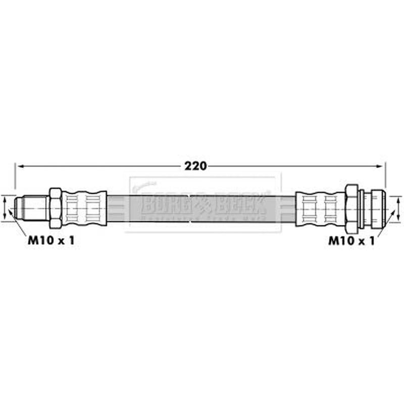 Borg & Beck Brake Hydraulic Hose Line Rear Left BBH7105