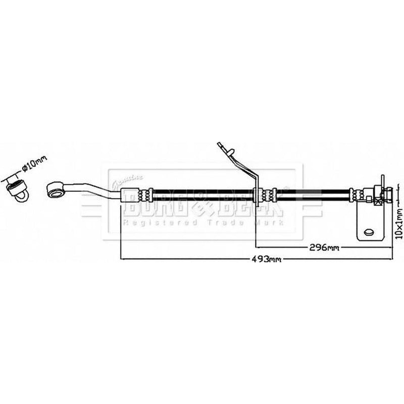 Borg & Beck Brake Hydraulic Hose Line Front Right BBH8522