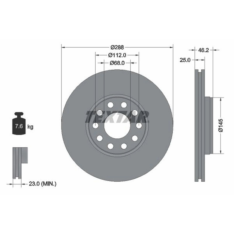 Textar 2 x Front Brake Discs 92121005