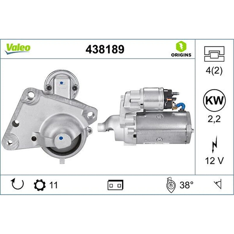 Valeo Starter Motor 12V 2.2kW 11 Teeth 438189
