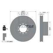Textar 2 x Internally Vented Brake Discs 93222700 OE 20700509 5222401778