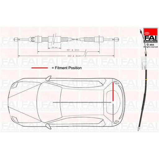 FAI Handbrake Cable Right Rear FBC0114