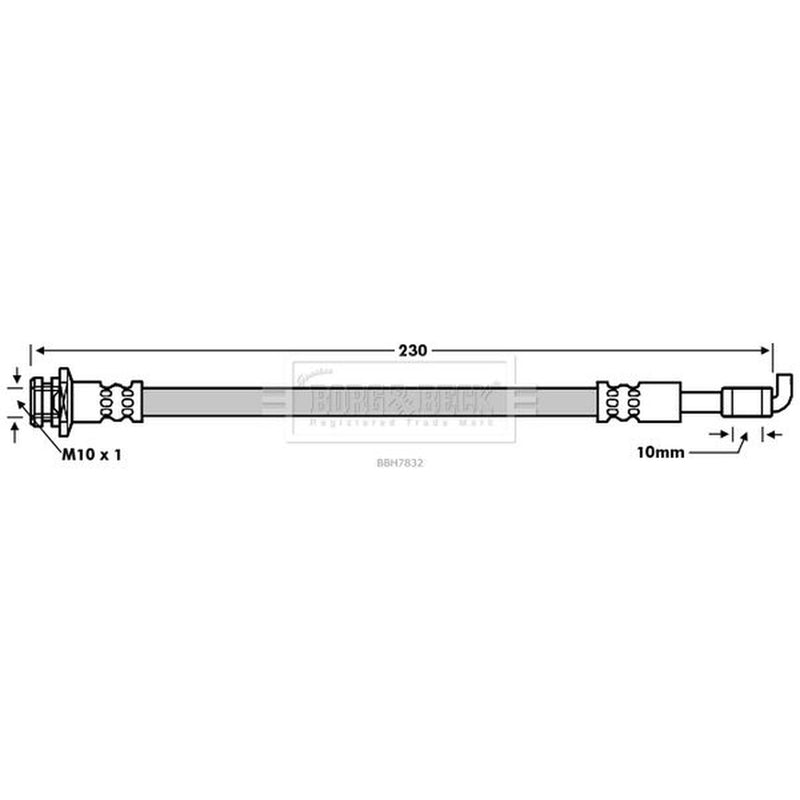 Borg & Beck Brake Hydraulic Hose Line Left BBH7832