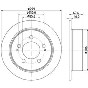 DON 2 x Solid Rear Brake Discs PCD14542
