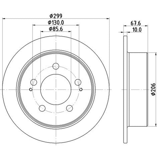 DON 2 x Solid Rear Brake Discs PCD14542