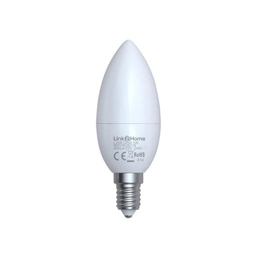 Link2Home Wi-Fi LED SES (E14) Opal Candle Dimmable Bulb, White + RGB 400 lm 5W