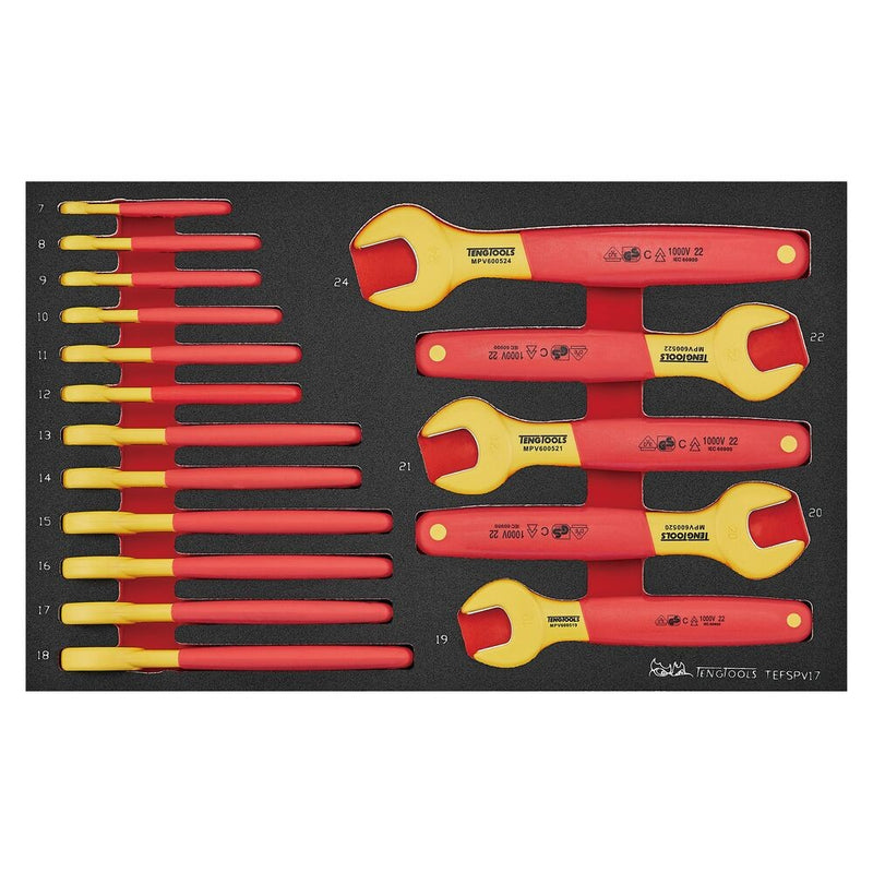 Teng Tools Insulated Spanner Set FOAM3 17 Pieces
