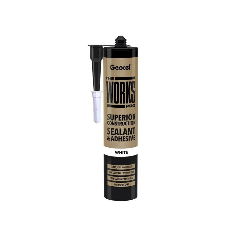 Geocel THE WORKS PRO Sealant & Adhesive White 290ml - 6001240/C03