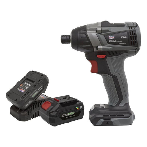 Sealey Brushless Impact Driver Kit 1/4"Hex 20V SV20 Series 2 Batteries Sealey  - Town Parts