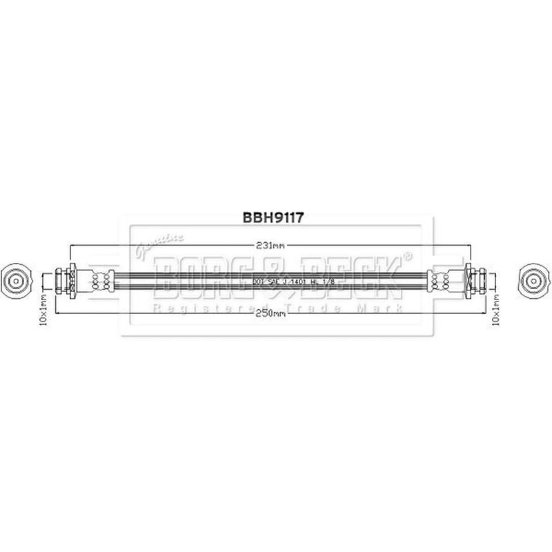 Borg & Beck Brake Hydraulic Hose Line Rear BBH9117