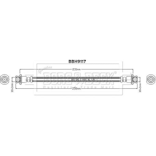 Borg & Beck Brake Hydraulic Hose Line Rear BBH9117