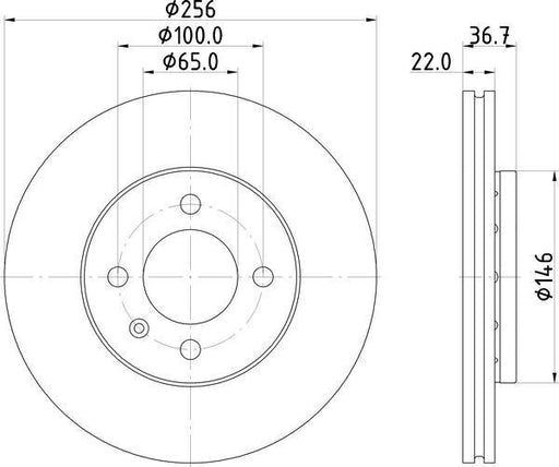 MINTEX Brake Disc Front Externally Vented 256mm Outer Diameter Fits Skoda Citigo MINTEX - Town Parts