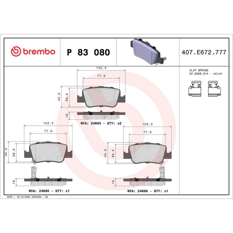 Brembo Rear Brake Pad Set P83080