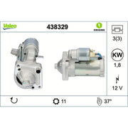 Valeo Starter Motor 12V 1.8kW 11 Teeth 438329