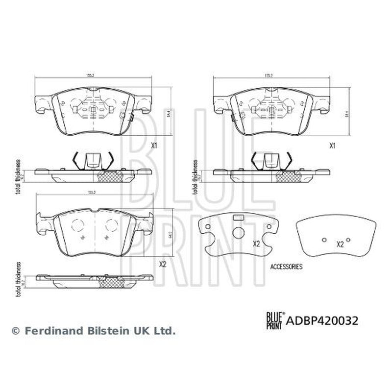 Blue Print Front Brake Pad Set ADBP420032
