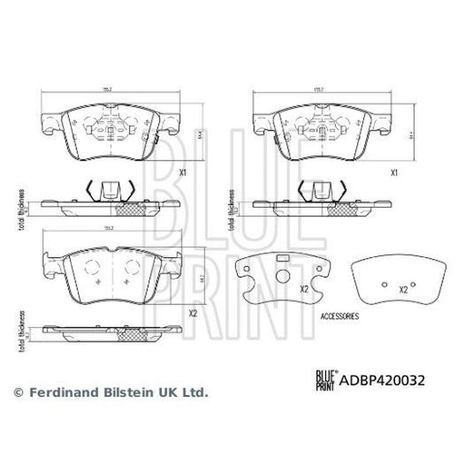 Blue Print Front Brake Pad Set ADBP420032