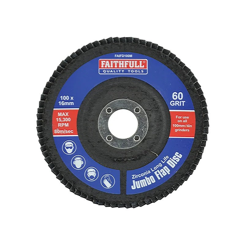 Faithfull Abrasive Jumbo Flap Disc Medium 100-127mm