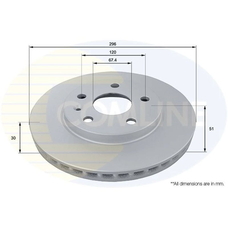 Comline 2 x Internally Vented Front Brake Discs ADC1143V