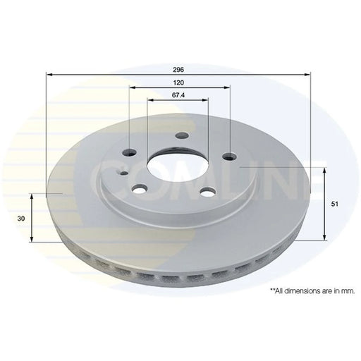 Comline 2 x Internally Vented Front Brake Discs ADC1143V