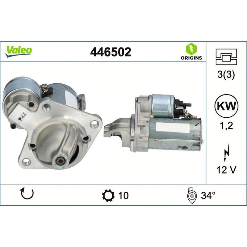 Valeo Starter Motor 12V 1.2kW 10 Teeth 446502