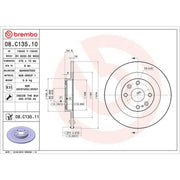Brembo 2 x Solid Rear Brake Discs 08.C135.11