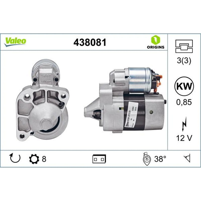 Valeo Starter Motor 12V 0.85kW 8 Teeth 438081