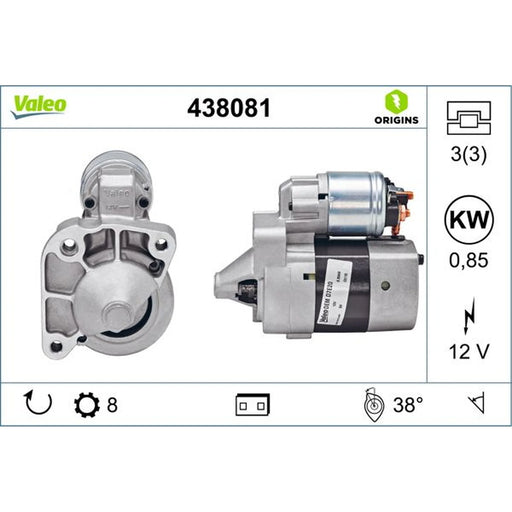 Valeo Starter Motor 12V 0.85kW 8 Teeth 438081
