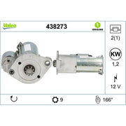 Valeo Starter Motor 12V 1.2kW 9 Teeth 438273