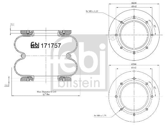 Febi Air Suspension Bellow 255mm