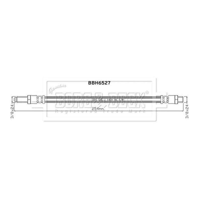 Borg & Beck Brake Hydraulic Hose Line Rear Left BBH6527