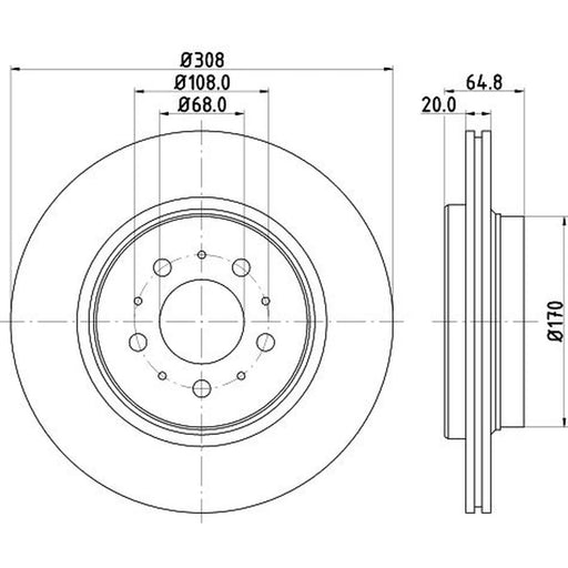 Mintex 2 x Externally Vented Rear Brake Discs MDC1615C