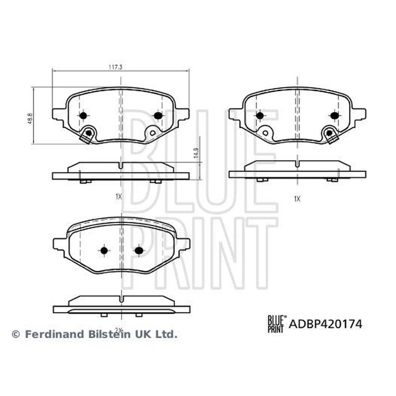 Blue Print Rear Brake Pad Set ADBP420174