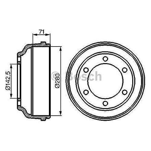 Genuine Bosch Brake Drum Single Db122 Fits Ford Transit 80 Di - 2.5 - 97-00 0986 Bosch  - Town Parts