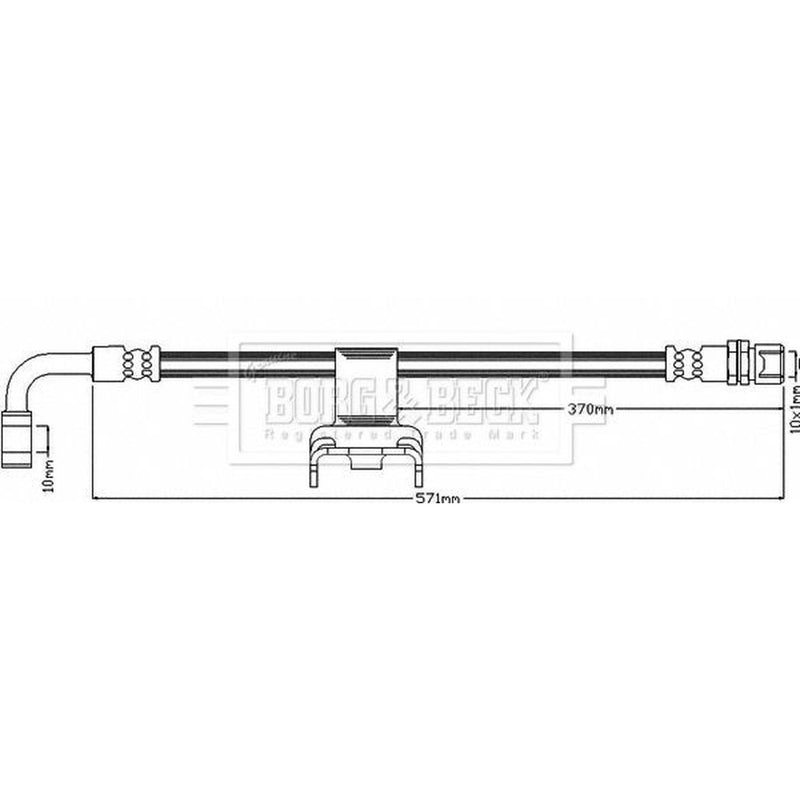 Borg & Beck Brake Hydraulic Hose Line Front Left BBH7974