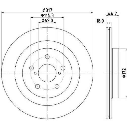 DON 2 x Internally Vented Rear Brake Discs PCD22652