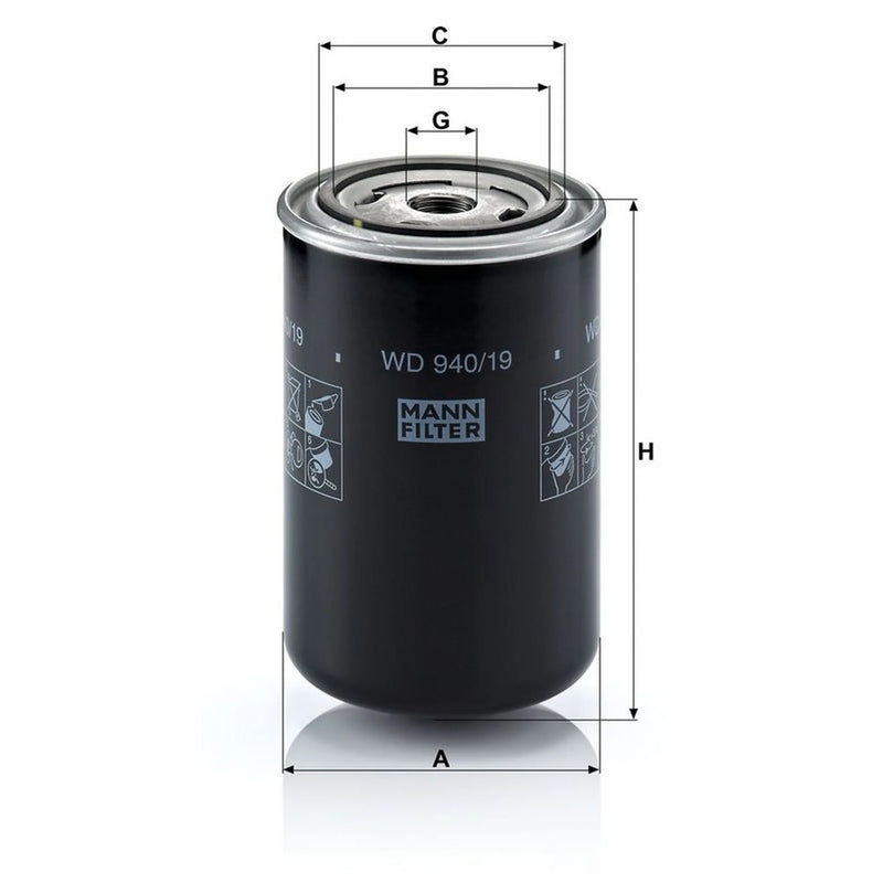 MANN-FILTER Engine Oil Filter WD 940/19 OE 04819974