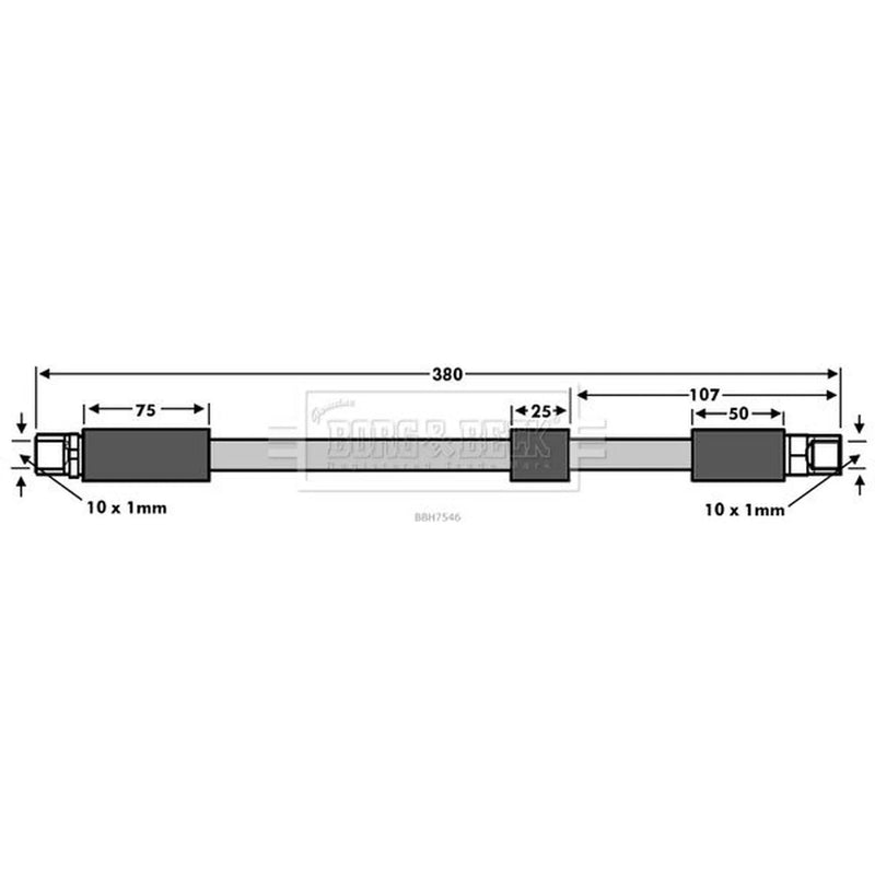 Borg & Beck Brake Hydraulic Hose Line Front Left BBH7546