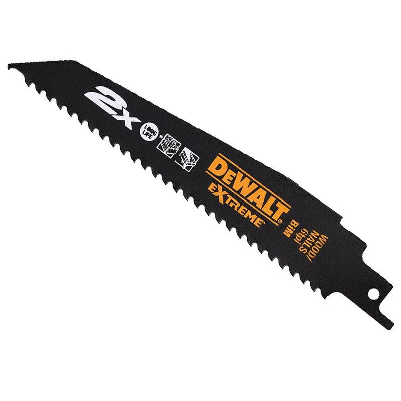 DEWALT Power Tools 2X Life Wood & Nail Reciprocating Blade x 6