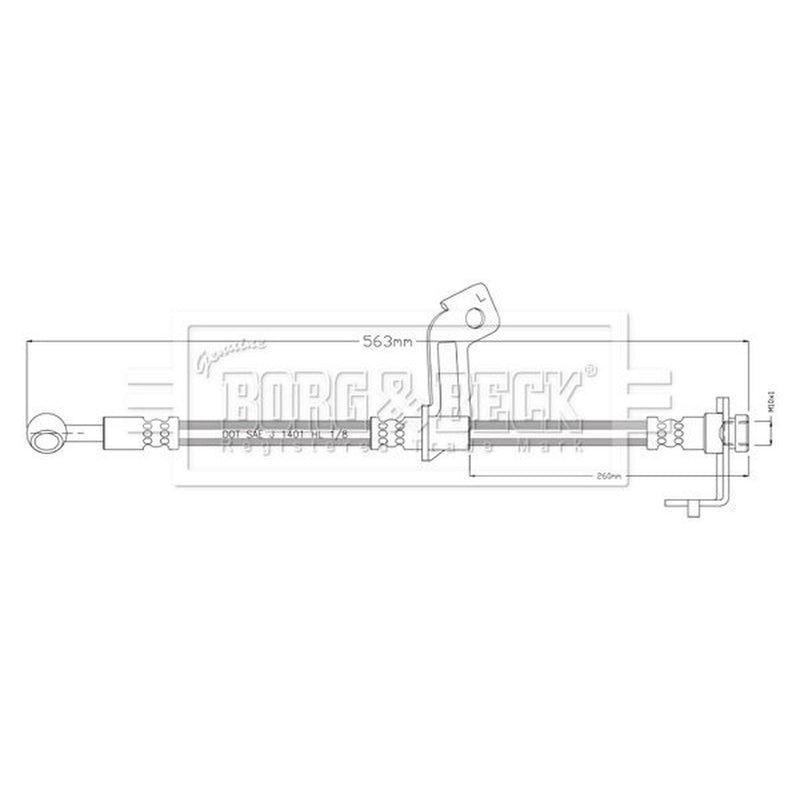 Borg & Beck Brake Hydraulic Hose Line Front Left BBH8898