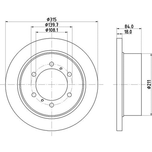 DON 2 x Solid Rear Brake Discs PCD14562