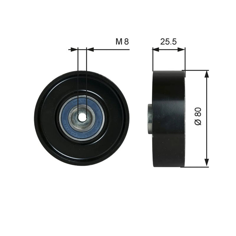 Gates V-Ribbed Belt Tensioner Pulley OD Wide Metal T38089