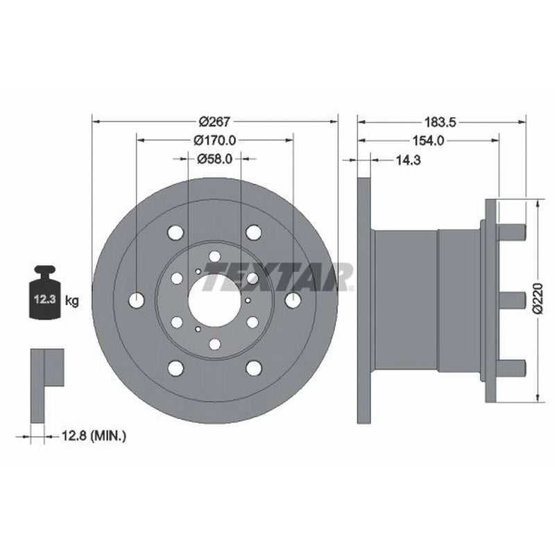 Textar 2 x Solid Front Brake Discs 93084400