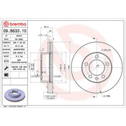 Brembo 2 x Internally Vented Front Brake Discs 09.B633.10