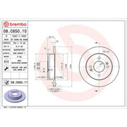 Brembo 2 x Solid Rear Brake Discs 08.C650.11
