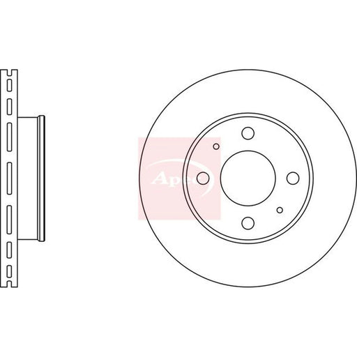 Apec 2 x Vented Front Brake Discs DSK2214