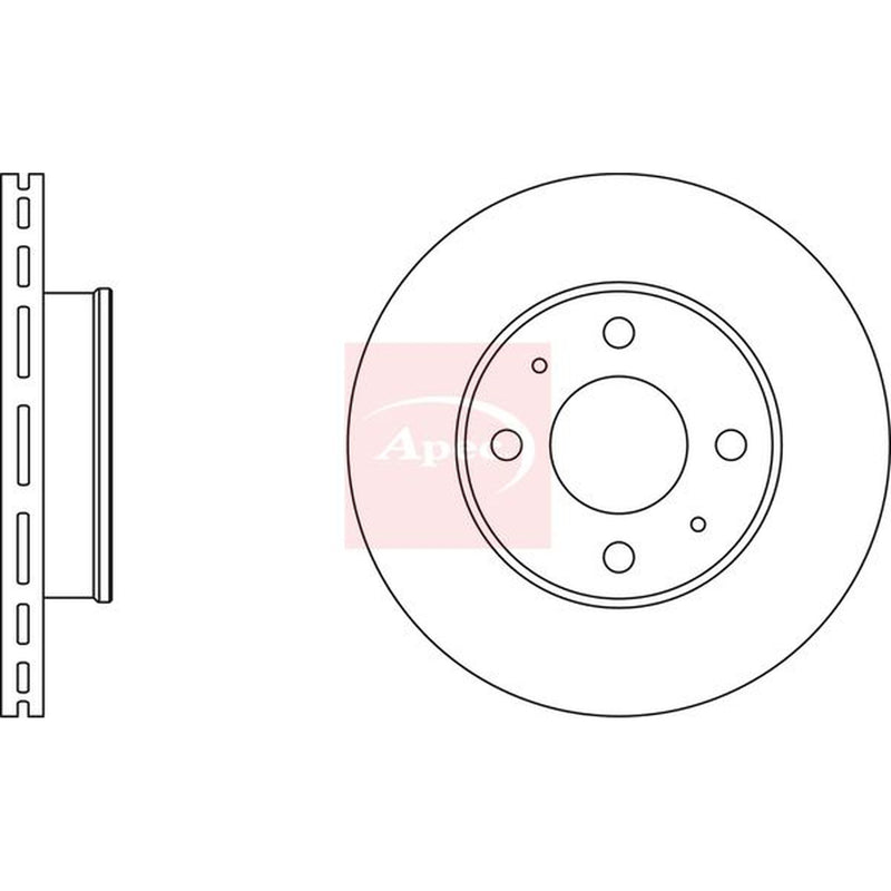 Apec 2 x Vented Front Brake Discs DSK2214